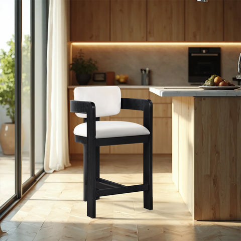 Selene Cream Velvet Upholstered Counter Stool , 1 Piece (Style 2)