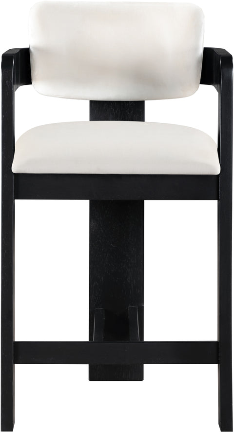 Selene Cream Velvet Upholstered Counter Stool , 1 Piece (Style 2)