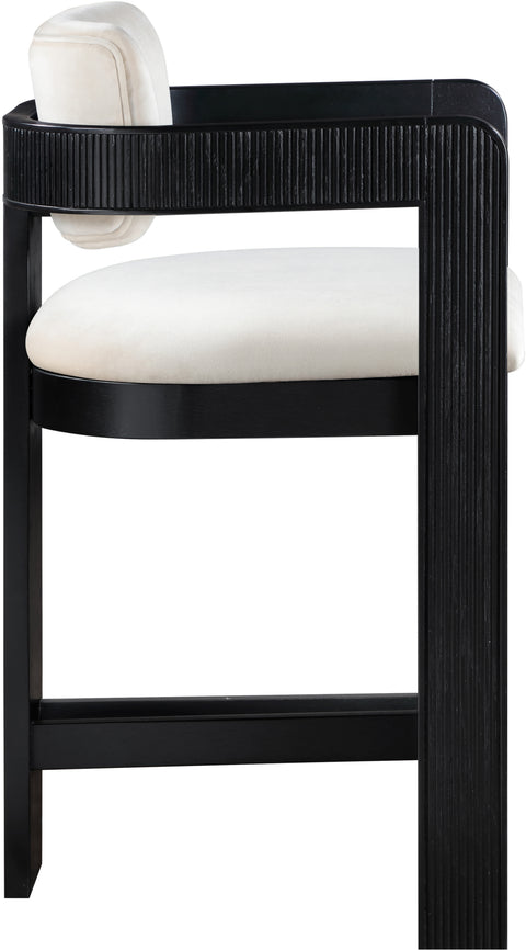 Selene Cream Velvet Upholstered Counter Stool , 1 Piece (Style 2)