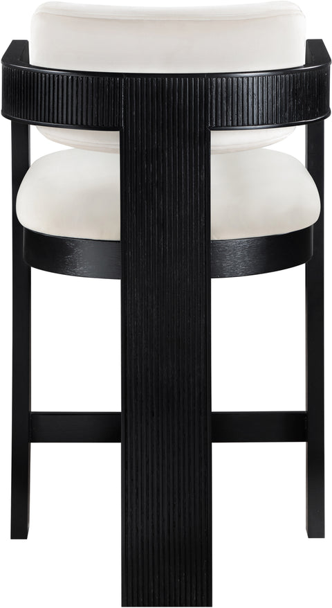 Selene Cream Velvet Upholstered Counter Stool , 1 Piece (Style 2)
