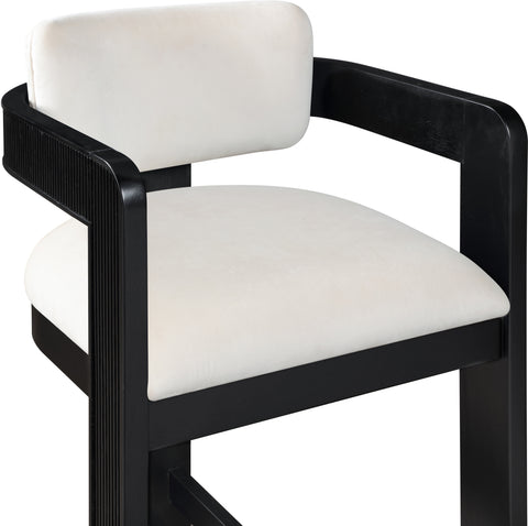 Selene Cream Velvet Upholstered Counter Stool , 1 Piece (Style 2)