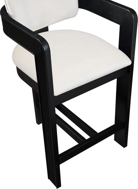 Selene Cream Velvet Upholstered Counter Stool , 1 Piece (Style 2)