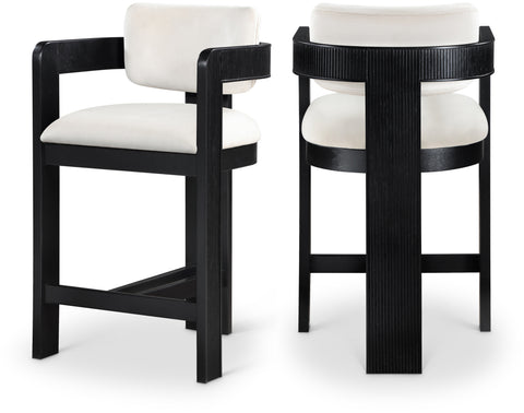 Selene Cream Velvet Upholstered Counter Stool , 1 Piece (Style 2)