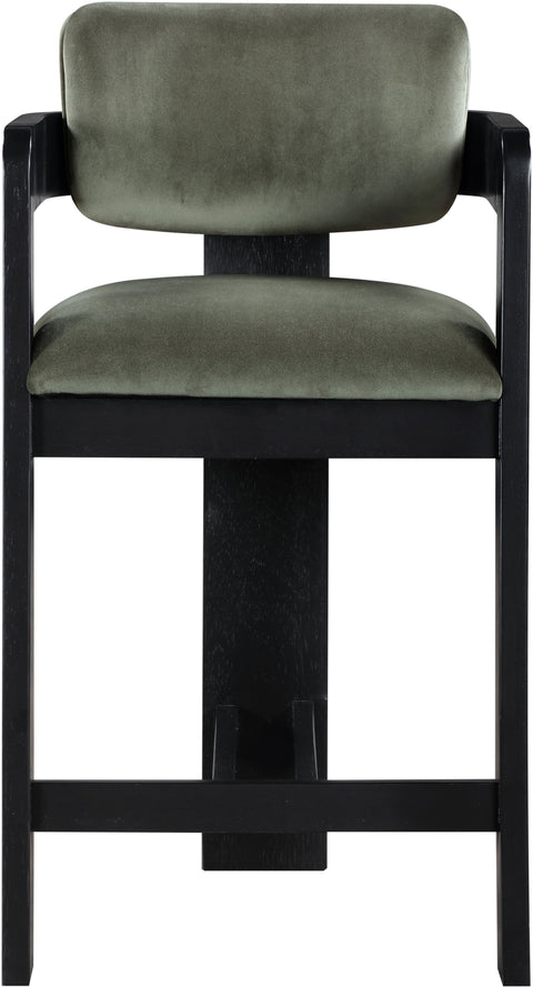 Selene Green Velvet Upholstered Counter Stool , 1 Piece (Style 1)