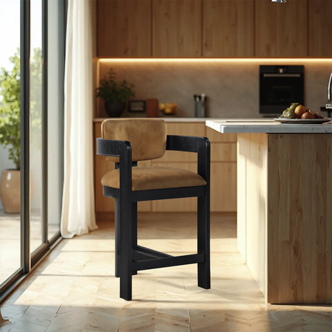 Amara Velvet Upholstered Counter Stool, 1 Piece (Configuration 2)