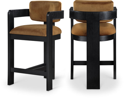 Amara Velvet Upholstered Counter Stool, 1 Piece (Configuration 2)