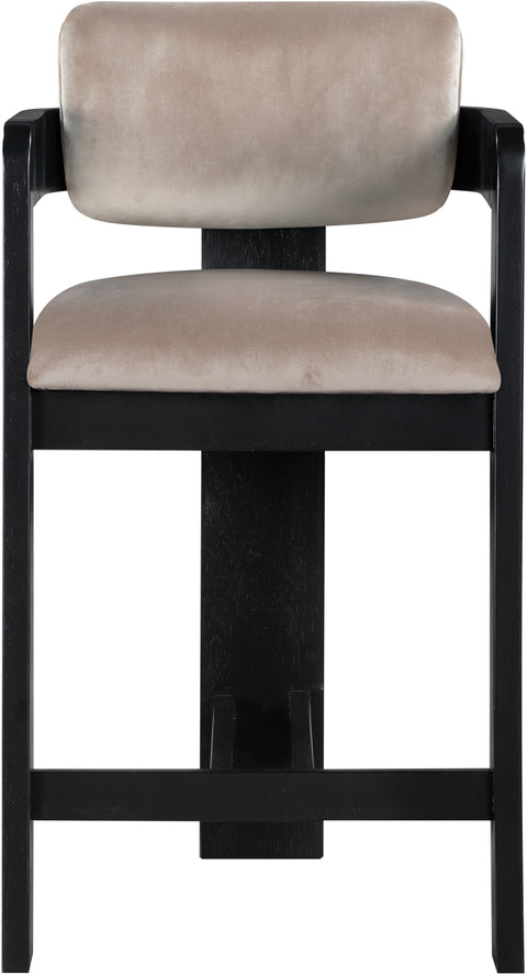 Selene Taupe Velvet Upholstered Counter Stool , 1 Piece (Style 1)