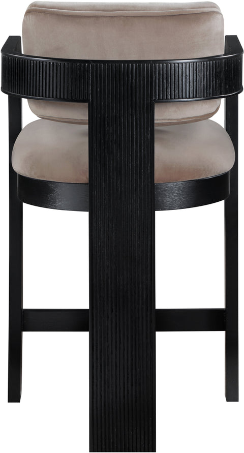 Selene Taupe Velvet Upholstered Counter Stool , 1 Piece (Style 1)