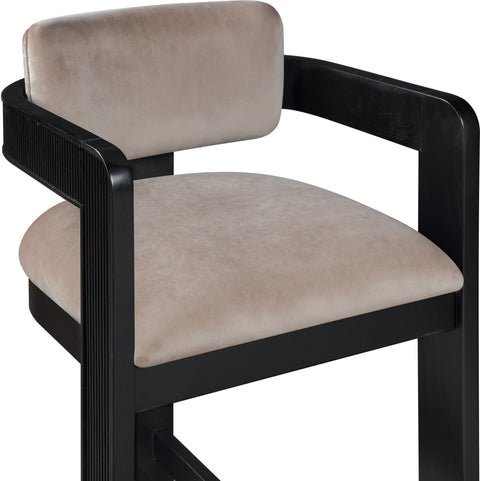 Selene Taupe Velvet Upholstered Counter Stool , 1 Piece (Style 1)