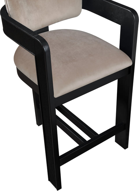 Selene Taupe Velvet Upholstered Counter Stool , 1 Piece (Style 1)