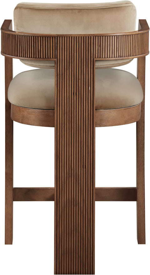 Selene Beige Velvet Upholstered Counter Stool , 1 Piece (Style 2)