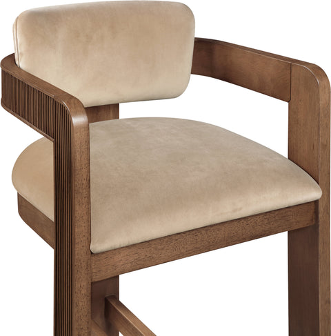 Selene Beige Velvet Upholstered Counter Stool , 1 Piece (Style 2)
