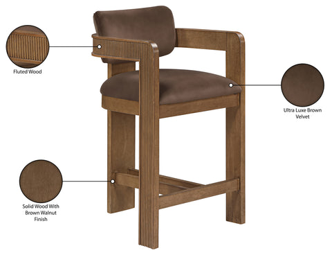 Amara Velvet Upholstered Counter Stool, 1 Piece (Style 2)