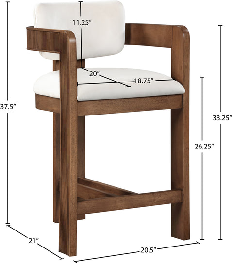 Selene Cream Velvet Upholstered Counter Stool , 1 Piece (Style 3)