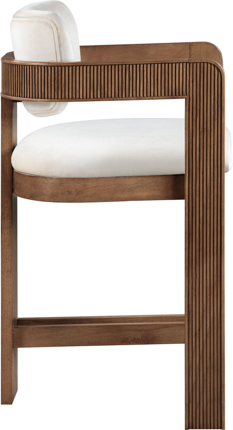 Selene Cream Velvet Upholstered Counter Stool , 1 Piece (Style 3)