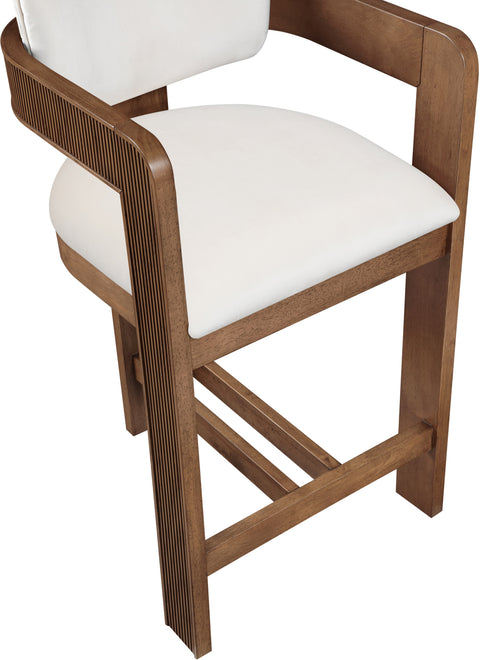 Selene Cream Velvet Upholstered Counter Stool , 1 Piece (Style 3)