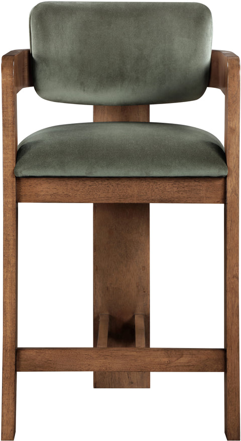 Selene Green Velvet Upholstered Counter Stool , 1 Piece (Style 2)