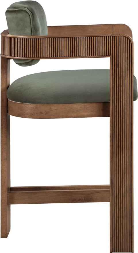 Selene Green Velvet Upholstered Counter Stool , 1 Piece (Style 2)