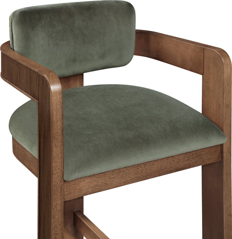 Selene Green Velvet Upholstered Counter Stool , 1 Piece (Style 2)