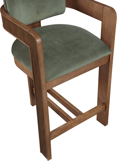 Selene Green Velvet Upholstered Counter Stool , 1 Piece (Style 2)