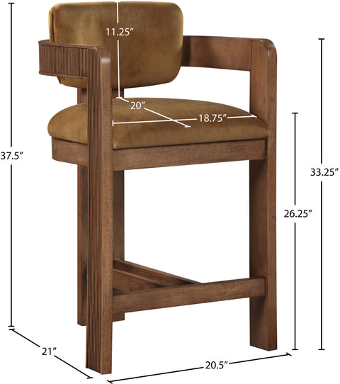 Selene Saddle Velvet Upholstered Counter Stool , 1 Piece (Style 3)