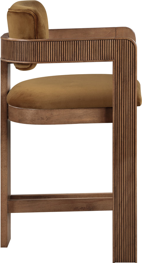 Selene Saddle Velvet Upholstered Counter Stool , 1 Piece (Style 3)