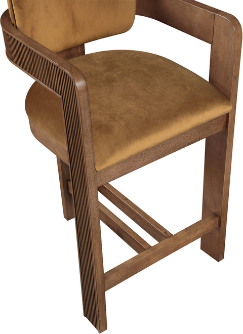 Selene Saddle Velvet Upholstered Counter Stool , 1 Piece (Style 3)