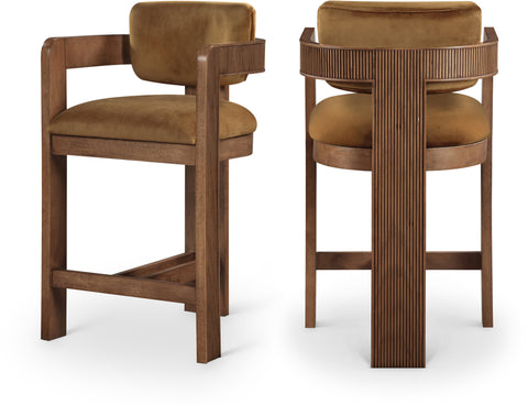 Selene Saddle Velvet Upholstered Counter Stool , 1 Piece (Style 3)