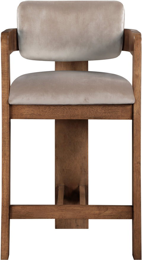 Selene Taupe Velvet Upholstered Counter Stool , 1 Piece (Style 2)