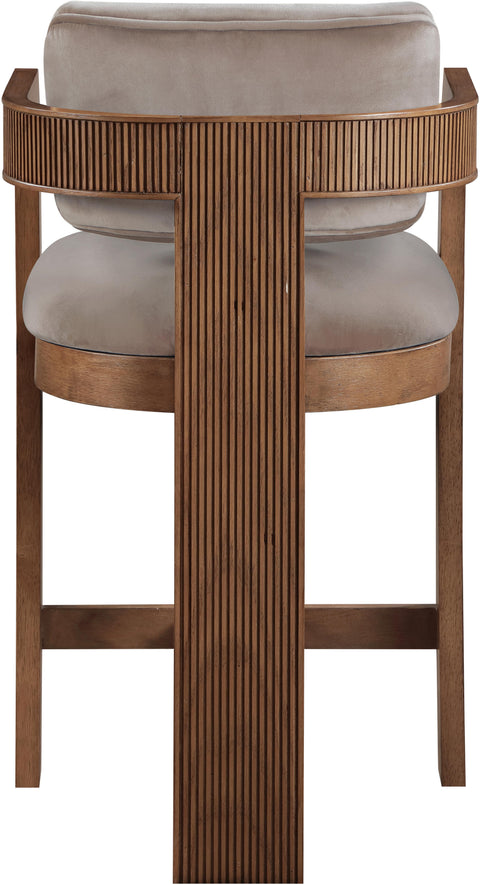 Selene Taupe Velvet Upholstered Counter Stool , 1 Piece (Style 2)