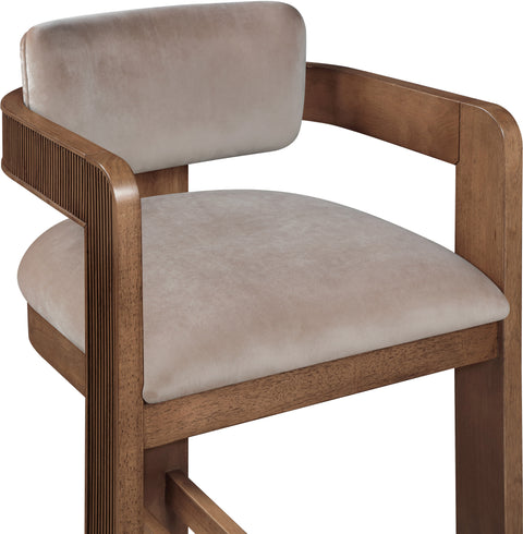 Selene Taupe Velvet Upholstered Counter Stool , 1 Piece (Style 2)