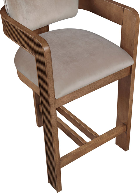 Selene Taupe Velvet Upholstered Counter Stool , 1 Piece (Style 2)