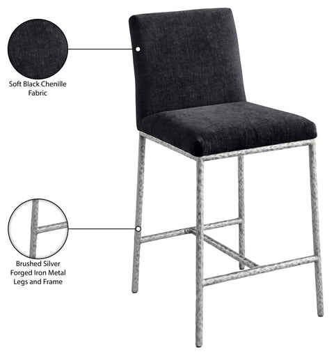 Florence Black Chenille Fabric Upholstered Counter Stool , 2-Piece (Style 3)