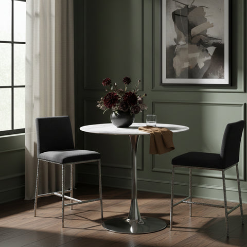 Florence Black Chenille Fabric Upholstered Counter Stool , 2-Piece (Style 3)