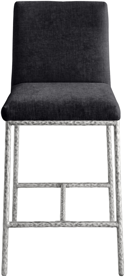 Florence Black Chenille Fabric Upholstered Counter Stool , 2-Piece (Style 3)