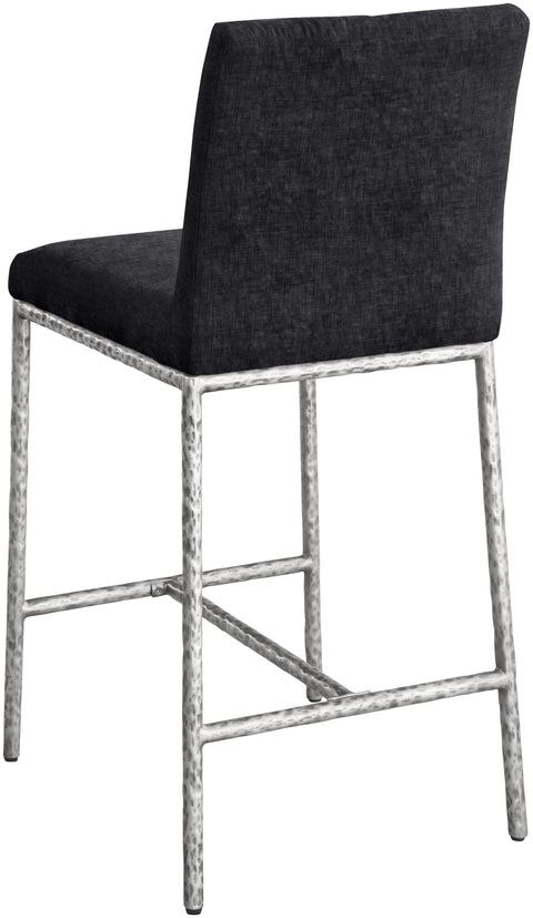 Florence Black Chenille Fabric Upholstered Counter Stool , 2-Piece (Style 3)