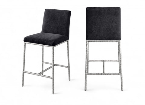 Florence Black Chenille Fabric Upholstered Counter Stool , 2-Piece (Style 3)