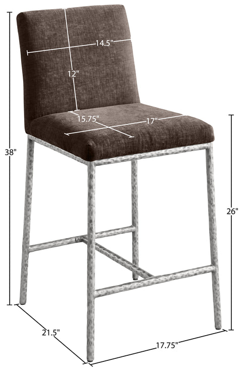 Florence Brown Chenille Fabric Upholstered Counter Stool , 2-Piece (Style 2)