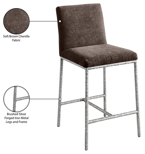 Florence Brown Chenille Fabric Upholstered Counter Stool , 2-Piece (Style 2)