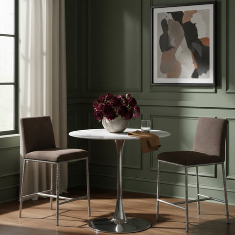 Florence Brown Chenille Fabric Upholstered Counter Stool , 2-Piece (Style 2)
