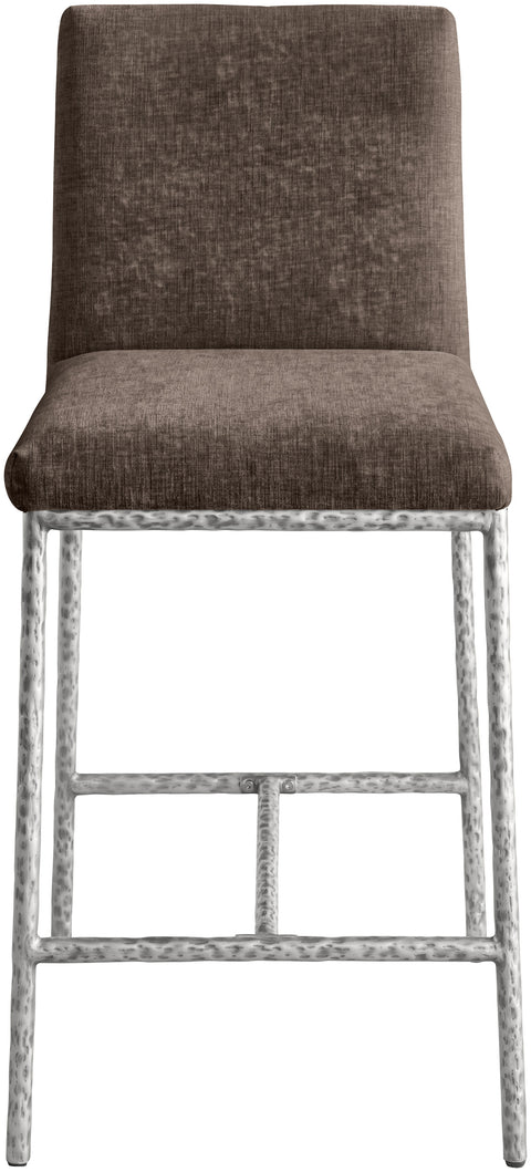 Florence Brown Chenille Fabric Upholstered Counter Stool , 2-Piece (Style 2)