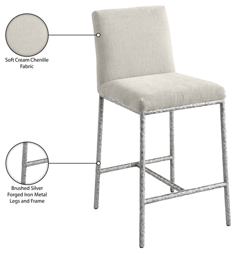 Florence Cream Chenille Fabric Upholstered Counter Stool , 2-Piece (Style 3)