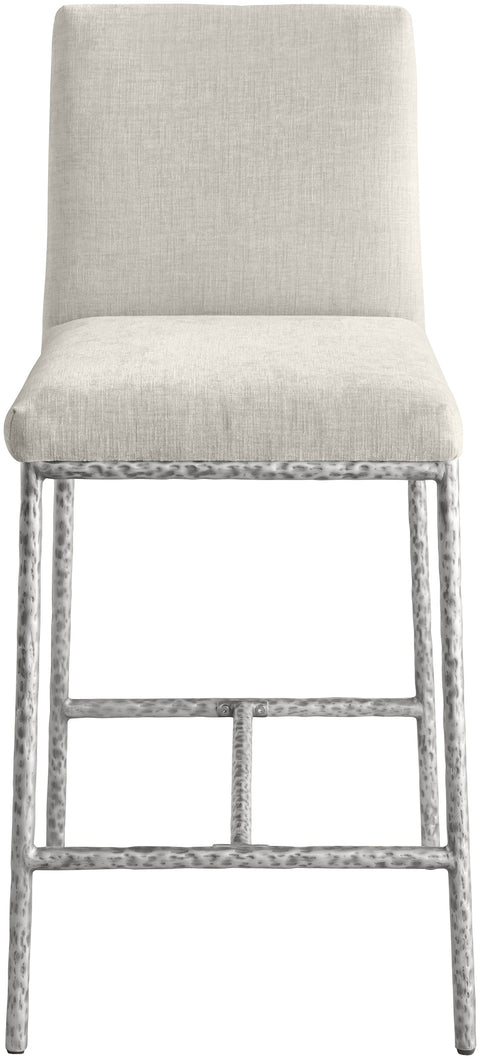 Florence Cream Chenille Fabric Upholstered Counter Stool , 2-Piece (Style 3)