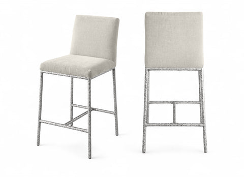 Florence Cream Chenille Fabric Upholstered Counter Stool , 2-Piece (Style 3)