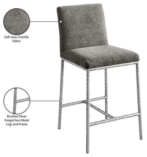 Florence Grey Chenille Fabric Upholstered Counter Stool , 2-Piece (Style 2)