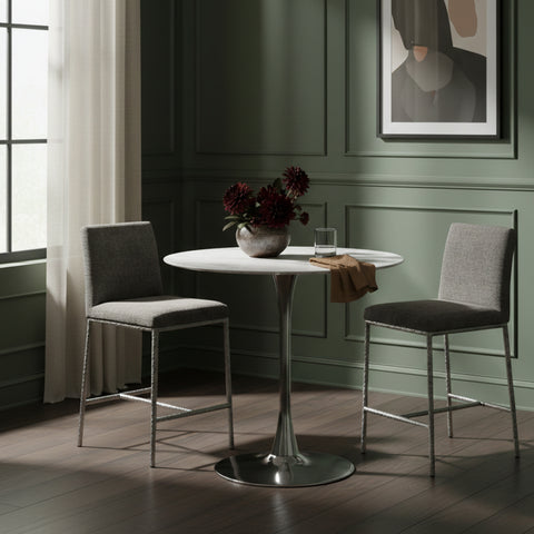 Florence Grey Chenille Fabric Upholstered Counter Stool , 2-Piece (Style 2)