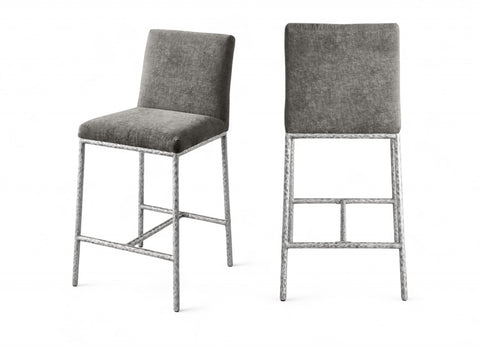 Florence Grey Chenille Fabric Upholstered Counter Stool , 2-Piece (Style 2)