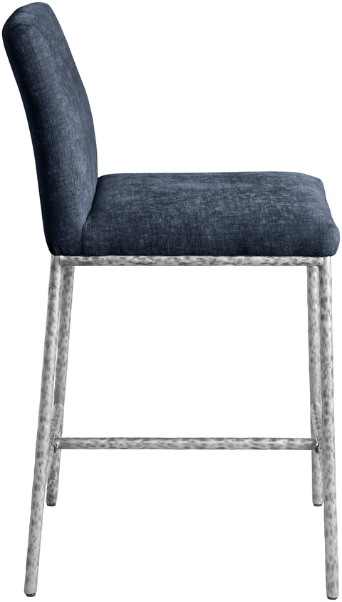Florence Navy Chenille Fabric Upholstered Counter Stool , 2-Piece (Style 2)