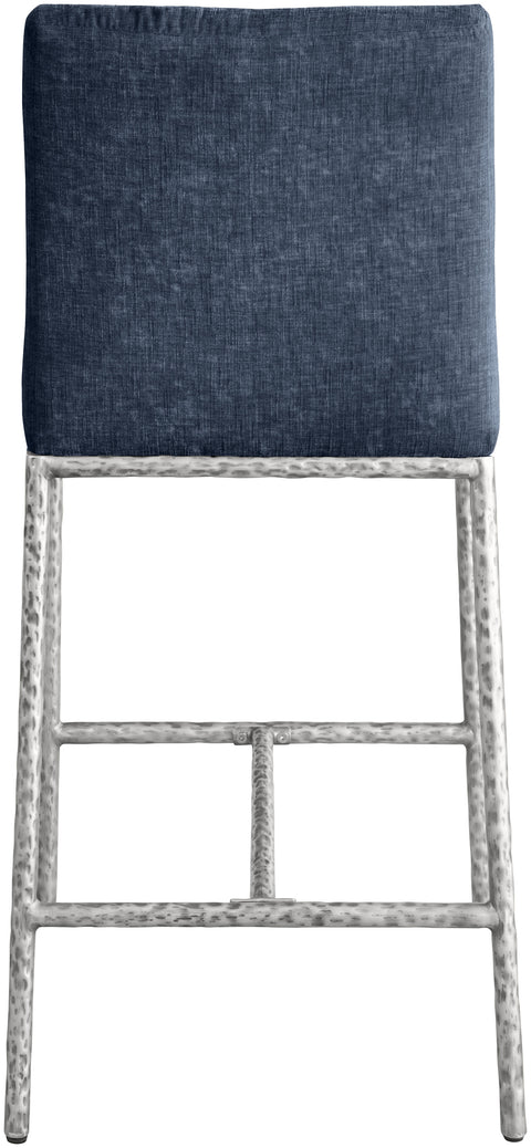 Florence Navy Chenille Fabric Upholstered Counter Stool , 2-Piece (Style 2)