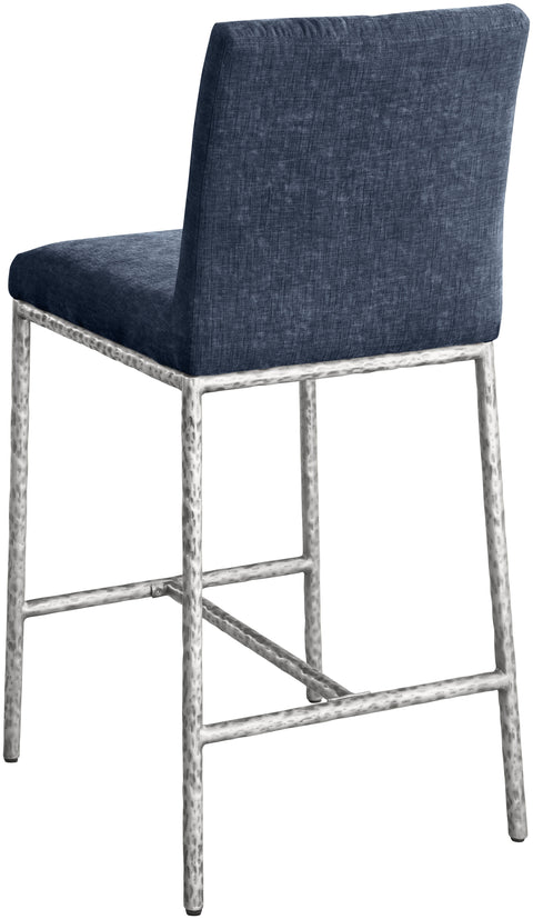 Florence Navy Chenille Fabric Upholstered Counter Stool , 2-Piece (Style 2)
